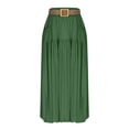 thumbnail image 2 of NSLGXD Women's Flowy Ankle Skirts Elastic Waist Linen Cotton Maxi Skirt with Woven Belt & Pockets Casual Tiered Boho Skirt for Summer S-XL, 2 of 7