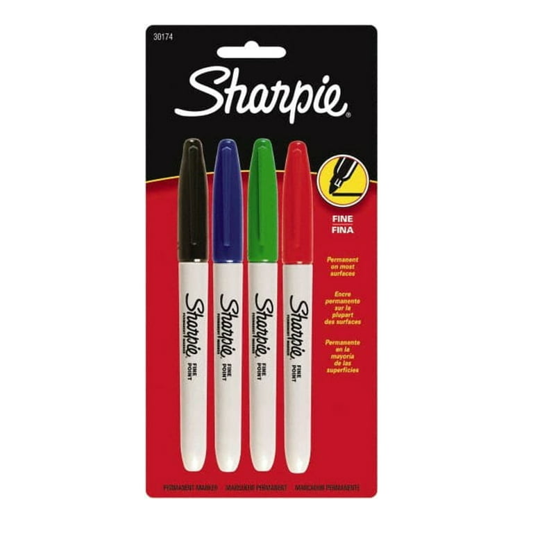 Sharpie - 4 Pack Permanent Marker - Red Blue Black & Green
