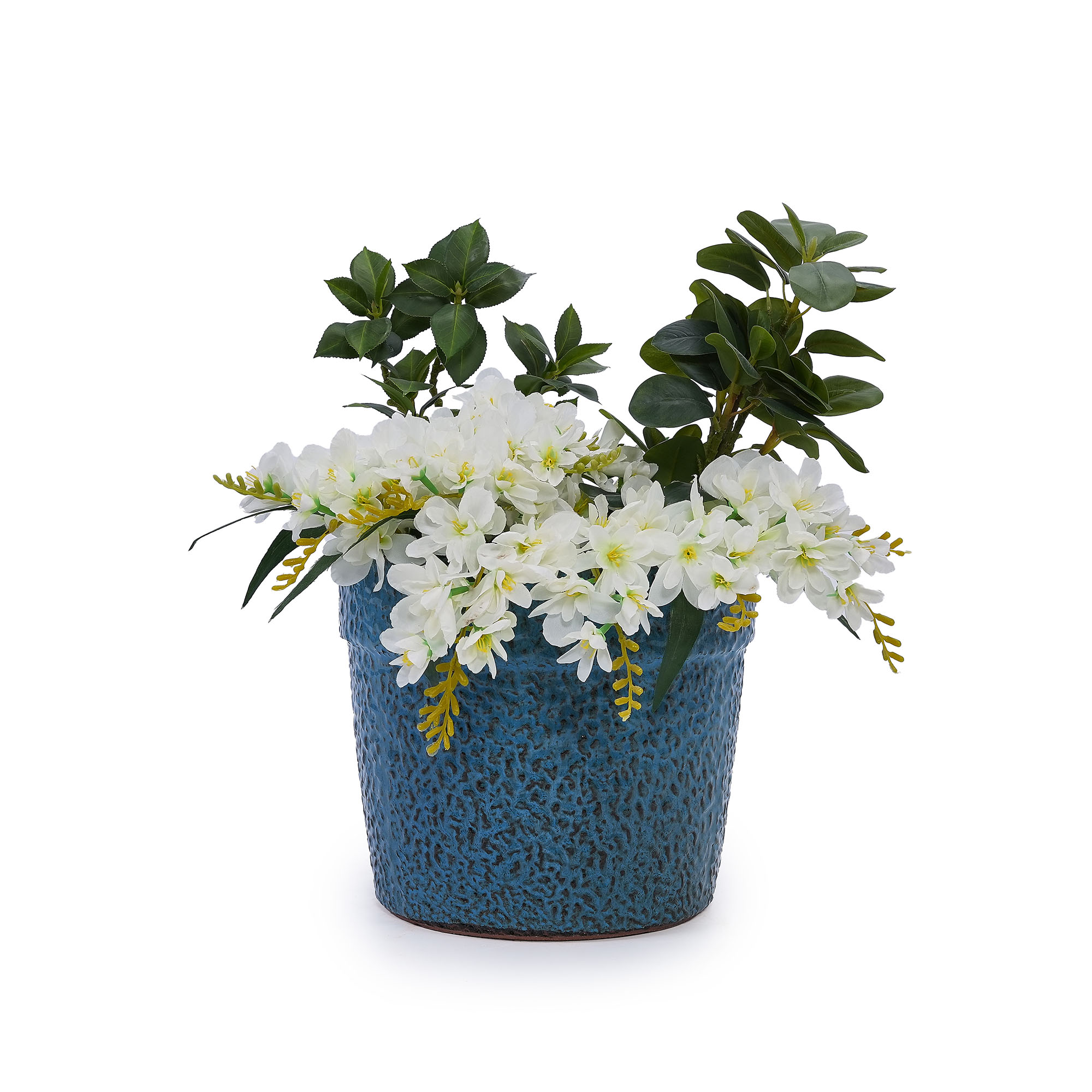CQSXDA 3-Pack Antique Blue Ceramic Planters, 15" 12" 9" Modern Indoor Outdoor Flower Pot w/Drainage