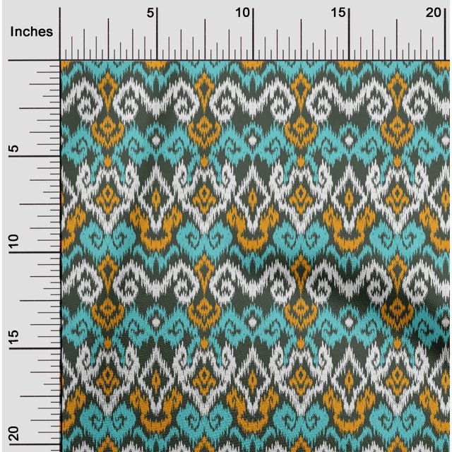 oneOone Cotton Flex Fabric Diamond & Swirl Ikat Decor Fabric Printed BTY 40 Inch Wide