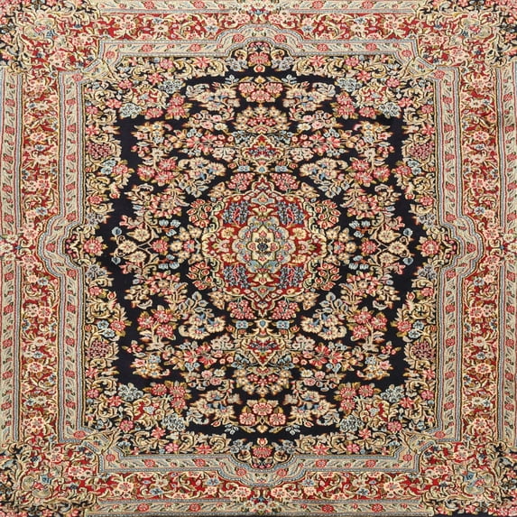 Ahgly Company Indoor Square Traditional Dark Sienna Brown Persian Area Rugs, 5' Square