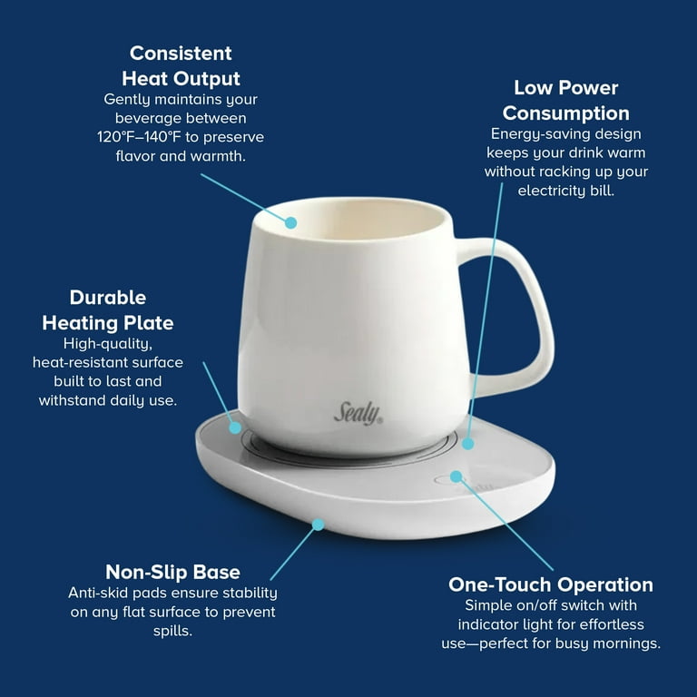 Sealy Coffee Mug Warmer with White Mug, USB Powered Set with Temperature  Control & Auto Shutoff - Walmart.com