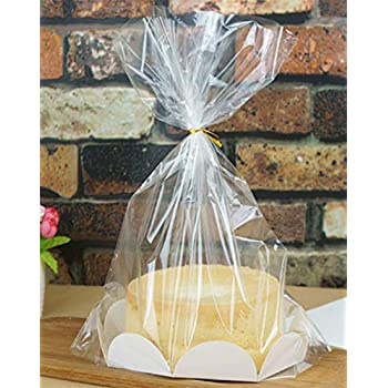 8 Cake Tray and Gold Ribbon 20 Pack Cookie Cake Bakery Gift Packaging Mistari 20 Pcs Clear Plastic Bags for Toast Bread Candy 