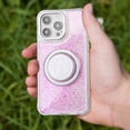 thumbnail image 6 of FAB POPS Pink Glitter Magnetic Phone Grip with Expanding Landscape Kickstand, Includes Universal Adhesive Adapter Plate, for Smartphones & Mini Tablets, 6 of 9