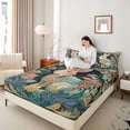 thumbnail image 3 of Erosebridal Cartoon Animal Rabbit Full Size Sheets 4-Piece For Teens,Boys Girls Bohemian Chic Flowers Bed Sheets, 3 of 5