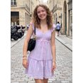 thumbnail image 6 of LMLYSoH Women Slip Dress, Sleeveless Lace Patchwork Pleated Solid Summer Mini Dress for Casual Daily, 6 of 9