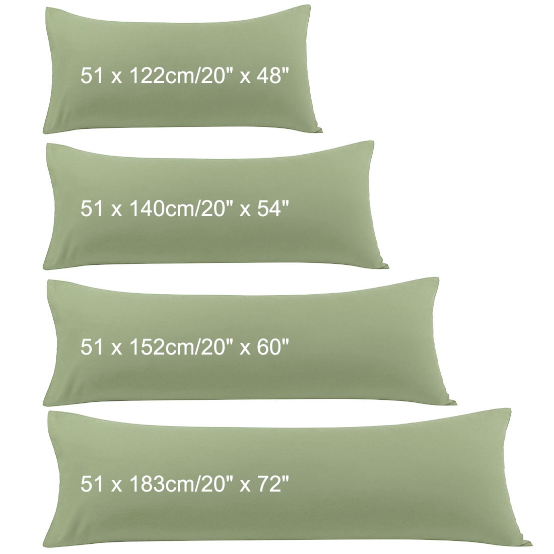 Unique Bargains 2 Packs Microfiber Solid Body Pillow Cover Sage 20" x 48"
