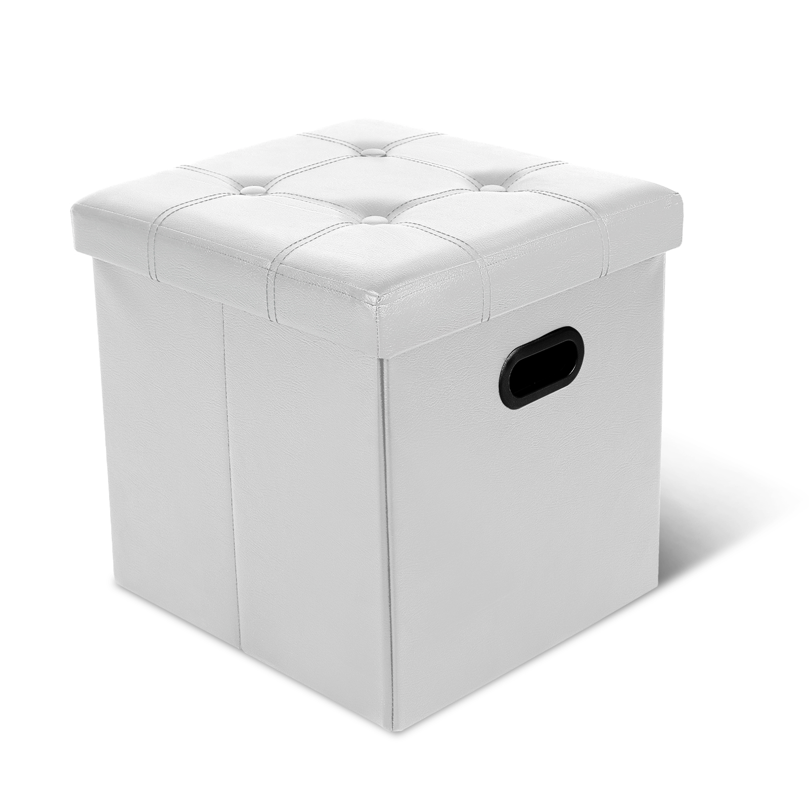 Folding Storage Ottoman Cube,Faux Leather Footrest Foot Stool