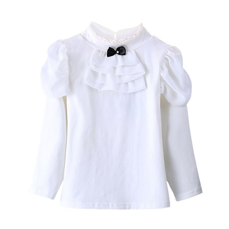 Toddler Baby Girls Blouse Long Sleeve Solid Floral Clothes Spring Fall Casual Cotton Tops Shirt