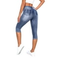 thumbnail image 3 of FASHIONWT Women Polycotton Denim Jeans Drawstring Torn Ripped Calf Length Pants, 3 of 5