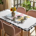 thumbnail image 3 of Happy Easter Table Cloths for 5 Foot Rectangle Tables, Cute Lovely Colorful Rabbits Black White Plaid Patio Waterproof Elastic Fitted Tablecloths, Washable Rectangular Table Cover for Camping, 3 of 8