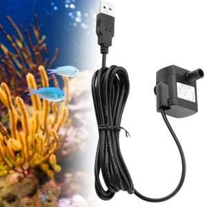 FTVOGUE Mini Pompe Submersible Sans Balais pour Aquarium Fontaine à Poissons Circulation d'Eau, Pompe Électrique Ultra-Silencieuse avec Alimentation USB