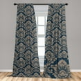 thumbnail image 4 of Ambesonne Damask Curtains, Beige Tones Victorian Art, Pair of 28"x84", Dark Tan Dark Slate Blue, 4 of 4