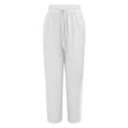 thumbnail image 4 of Womens Travel Pants Plus Size Cotton And Linen Pants Elastic High Waist Wide Leg Loose Trousers With Pockets Solid Color Casual Summer Pants 3Xl Pants For Women, 4 of 5