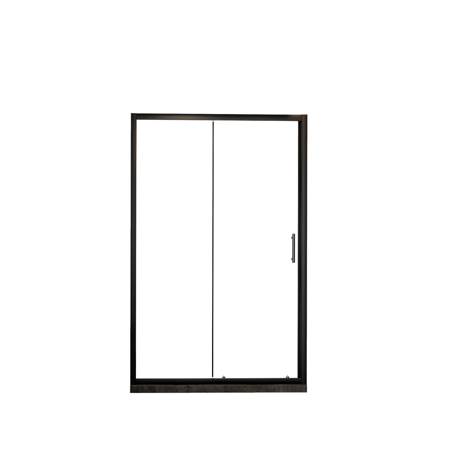 Hommoo 48"W x 72"H Single Sliding Shower Door, 1/5" Thick Clear Tempered Glass Shower Door with Stainless Steel Handle, Matte Black