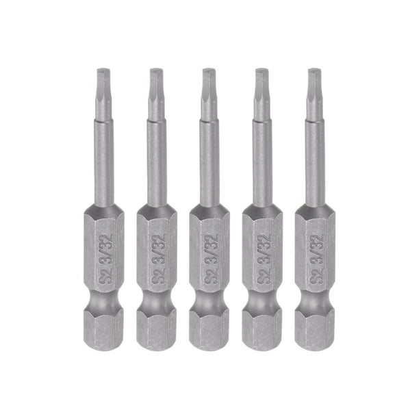 piezas 3/32" Hexagonal Destornillador Taladro SAE 1/4" Hexagonal Vástago 2" Longitud Magnético S2 Acero Potencia Perforación taladros