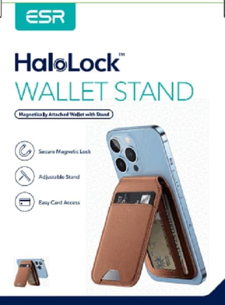 ESR HaloLock Vegan Leather Wallet Stand Tan Suede