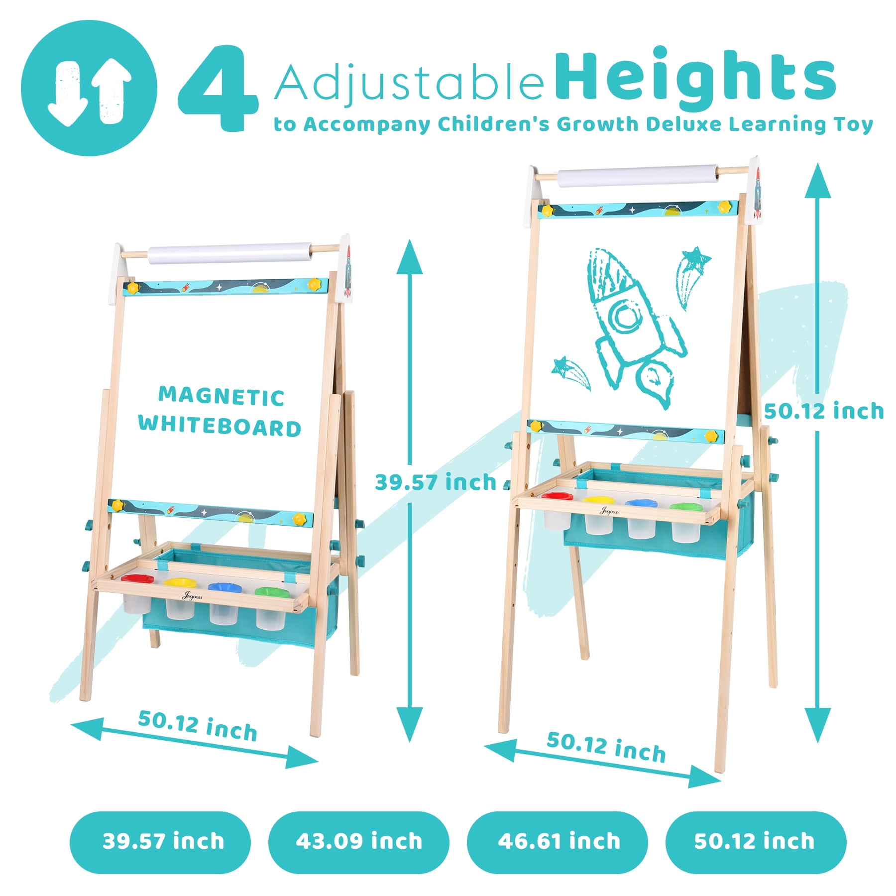 JOYOOSS Kids Double-Sided Wooden Art Easel with 98+ Accessories