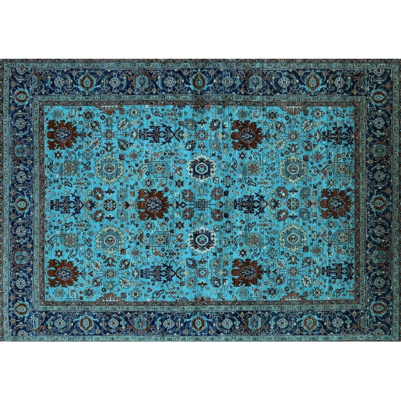 Ahgly Company Indoor Rectangle Oriental Light Blue Traditional Area Rugs, 2' x 3'