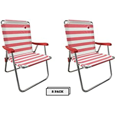 OmniCore Designs New Standard Folding Camp/Lawn Chair (2 Pack) RED/WHITE