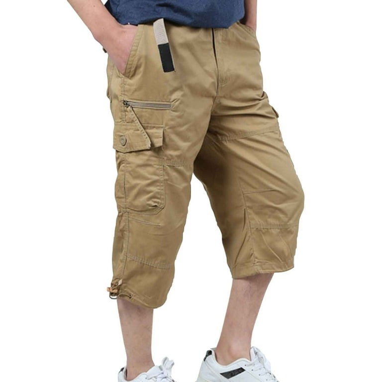 YEEYUANCH Men s Casual Shorts 12 Inch Inseam Men s Cargo Shorts 3 4 Relaxed Fit Mens Running Shorts 7 Pockets Elastic Waist Cotton Hiking Shorts Pamper Gifts for Men Clearance Store Walmart