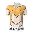 thumbnail image 2 of Daiia Prince Corgi Dog Pattern Men’s Polo Shirts,Solid Deck Shirt,Classic Fit, Breathable Cotton Polo for Casual and Sport Wear-XX-Large, 2 of 9