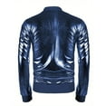 thumbnail image 4 of Metallic Jacket for Men 70s Disco Party Varsity Jacket Zip Up Baseball Bomber Jackets Outerwear Coat, 4 of 5