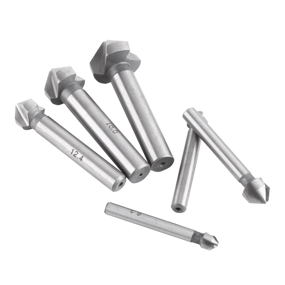 Mgaxyff Countersink Cutter,6pcs High Speed Steel Round Shank 3Flute