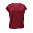 thumbnail image 7 of JGNGSHN Women's Crew Neck Glitter Sequin Tops Casual Cap Sleeve Club Party Tee Shirts Party Top for Women Wine S, 7 of 7