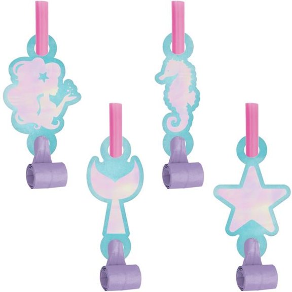 Creative Converting 336709 2.5 x 5.25 in. Iridescent Mermaid Party Blowers, 8 Count