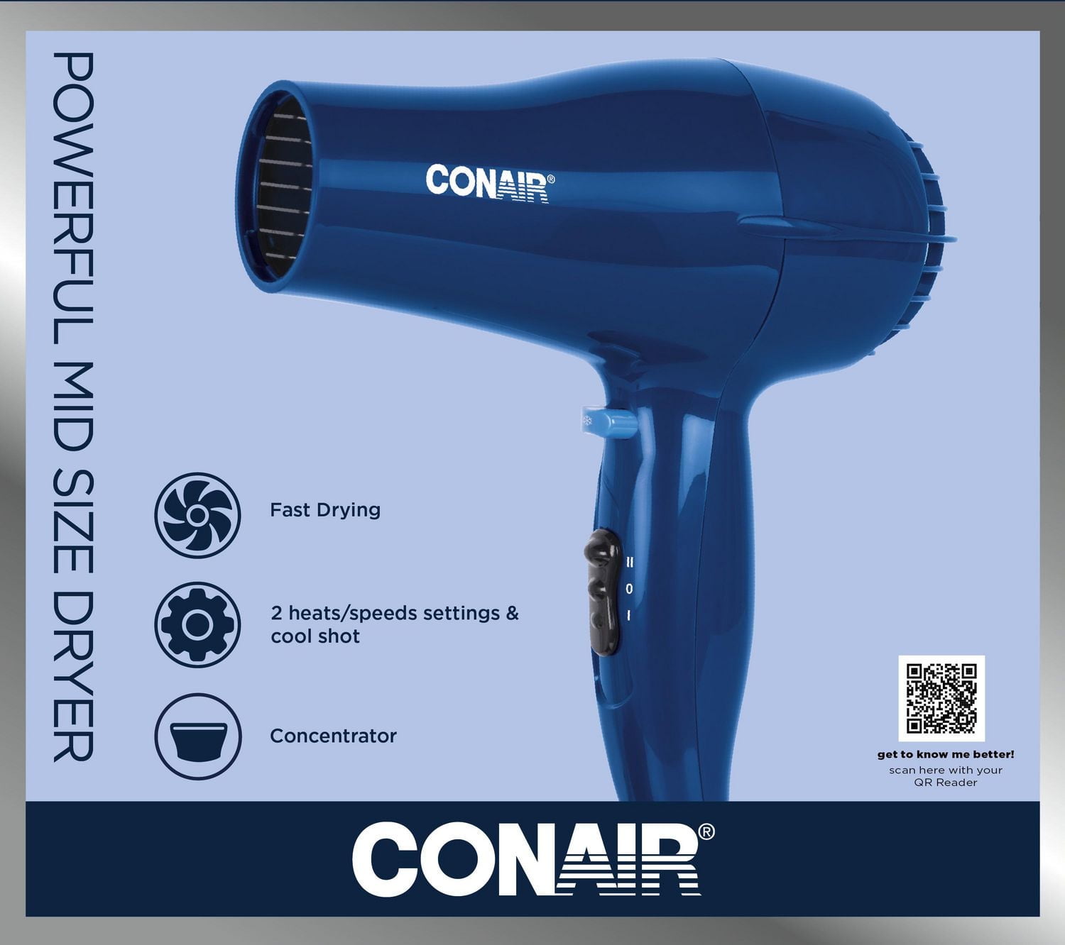 SÈCHE-CHEVEUX CONAIR, 1875 W, TAILLE MOYENNE, BLEU Sèche-cheveux