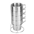 thumbnail image 4 of LHCER 4Pcs Stainless Steel Stackable Durable Coffee Cup Mug With Holders For Home Coffee Shop Use, 4 of 8