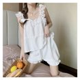 thumbnail image 2 of Conjunto de dormir correa de espagueti superior de alta cintura inferior transpirable cómodo liso encantador pijamas conjunto ropa de dormir, 2 of 8