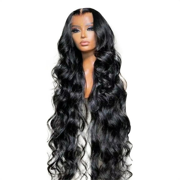 LHWEN Lace Front Wigs Human Hair 22 Inch Lace Front Wigs Pre Plucked With Baby Hair 180% Density Glueless Human Hair Wigs For Black Women Transparent Lace Frontal Wigs Natural Black