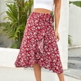 thumbnail image 2 of Qolati A Line Pleated High Waist Floral Printed Polyester Maxi Skirt,(Women's), 2 of 7