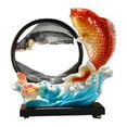 Fancyes Koi Statue Art Crafts Dynamic Sand Painting for Shelf Bookshelf
