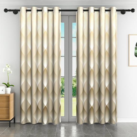 LFEEY Blackout Curtains for Bedroom/Living Room, Light Brown Plaid, 42x63 inches, 2 Panels