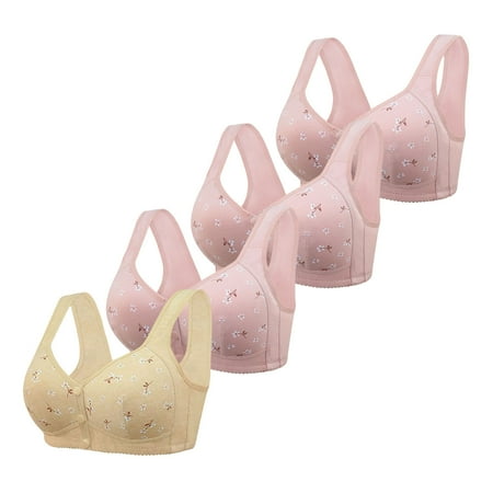 Black of Friday Deals!Clearance Staron 4PC Bras for Women Wireless No Underwire Bras Stretch Front Closure Bras Comfortable Breathable Bra No Underwire Bras