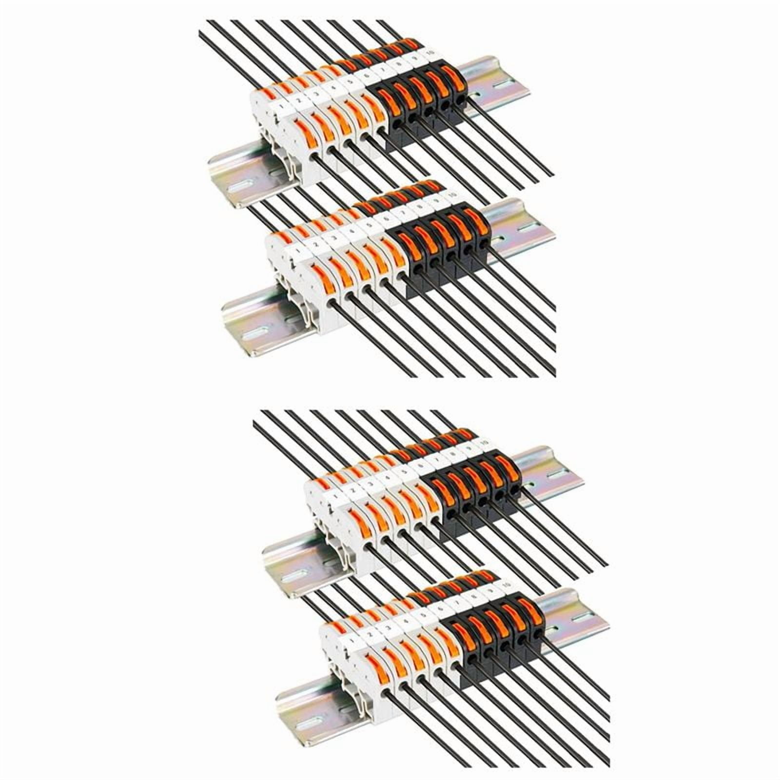 2X DIN Rail Terminal Blocks Kit, with Universal Compact Connectors, Connection Bar, Marker Strip, Screws, 28-12 AWG