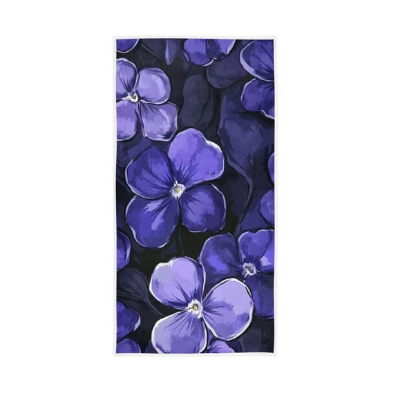 Dark Purple Flower Face Towel Absorbent Hand Towels Bath Sport Gym