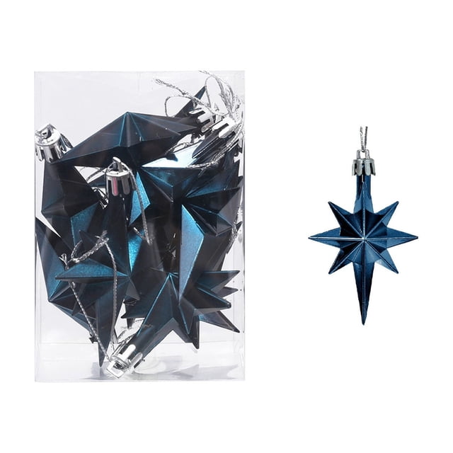 Birdeem Colourful Christmas Tree Hanging Ornaments Plastic Plating Boxed Eight-Pointed Star Christmas Tree Hanging Venue Decoration Props