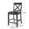 thumbnail image 3 of GDF Studio Bouman Farmhouse Faux Leather Upholstered Wood 24.5 Inch Counter Stools, Set of 2, Black, 3 of 8