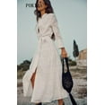 thumbnail image 2 of 2024 Elegant Embroidered Women Maxi Dress Chic Lapel Long Sleeve High Waist Lace Up Dresses Fashion Female Solid Vestidos, 2 of 6