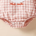 thumbnail image 6 of Zanarzt Summer Romper Newborn Infant Baby Girl Clothes Gingham Ruffle Sleeve Bubble Romper Plaid Bodysuit One Piece Summer Outfit 6-12 Months,Red, 6 of 7