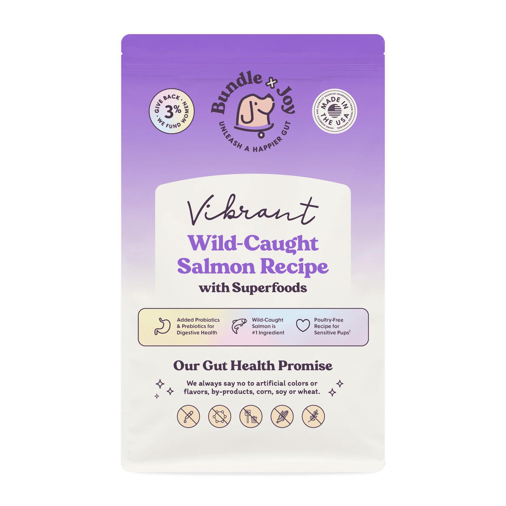 Bundle x Joy Vibrant Gut-Friendly Wild-Caught Salmon Flavor Dry Dog Food, 4 lb Bag