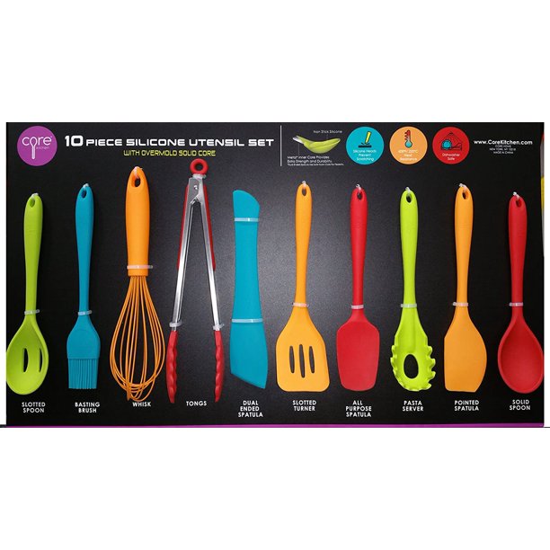 Core Kitchen 10 Piece Silicone Utensil Set in Assorted Colors with