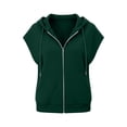 thumbnail image 6 of UQJfacai Short Sleeve Hoodies For Women Full Zip Up Drawstring Fleece Sweatshirt With Pocket Fall Fashion Basic jacket, 6 of 6
