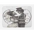 thumbnail image 1 of Day Of The Dead Bath Mat, Love Skull Skeleton Marriage Eternal Love Theme Spanish Festive Art, Non-Slip Plush Mat Bathroom Kitchen Laundry Room Decor, 29.5 X 17.5 Inches, Dimgrey and White, Ambesonne, 1 of 2