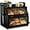 L-Black, variant on Extra Large Bread Box, Double Layer Bread Box for Homemade Bread, Bamboo Wooden Bread Storage Container with Tool Holder & Handles & Window, Assembly Required(14.9" x 11" x 15.3") Black