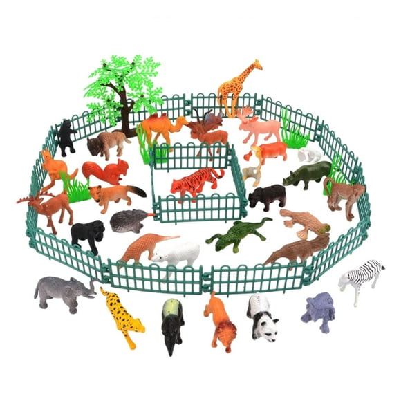 kusrkot 53 Pieces Jungle Animals Figures Toys Miniature Zoo Animals Playset for Kids